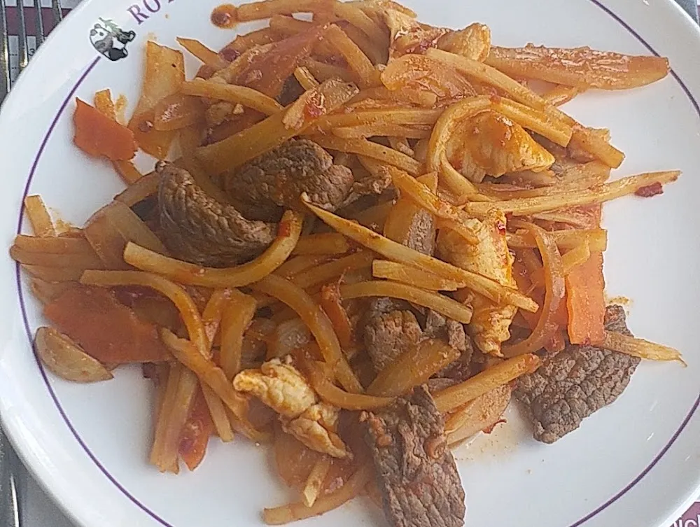 Wok de Bœuf Et Poulet Sauce Basilic